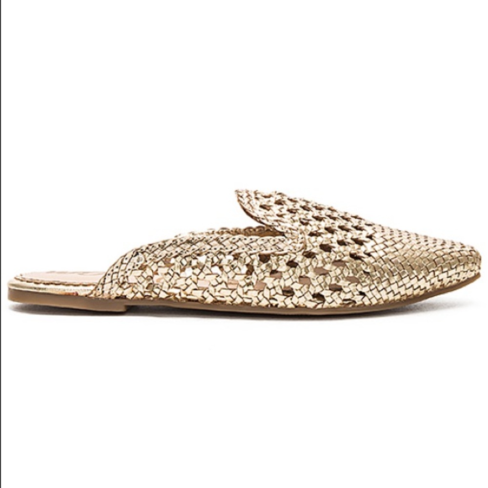 NEW Sam Edelman gold woven leather mules shoe 7.5